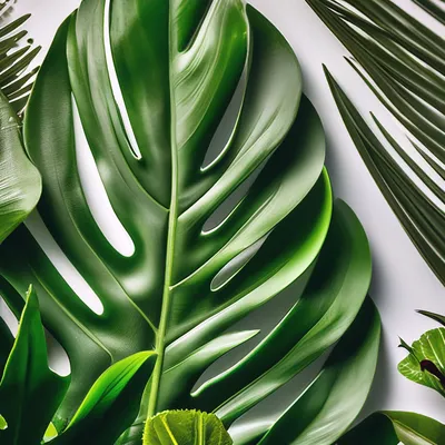 тропические зеленые листья узор листья обои - TenStickers