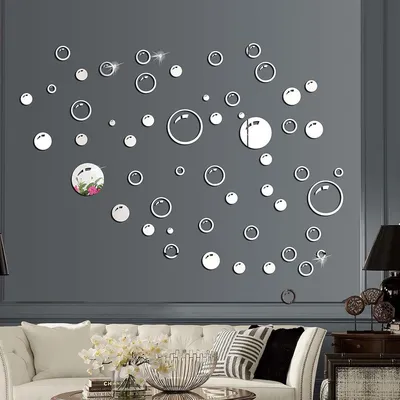 ᐉ Наклейки на стену зеркальные Пузыри 56 шт. (12901605)