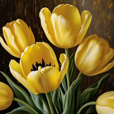 Желтые тюльпаны в корзине стоковое фото. изображение насчитывающей тюльпаны  - 68133866