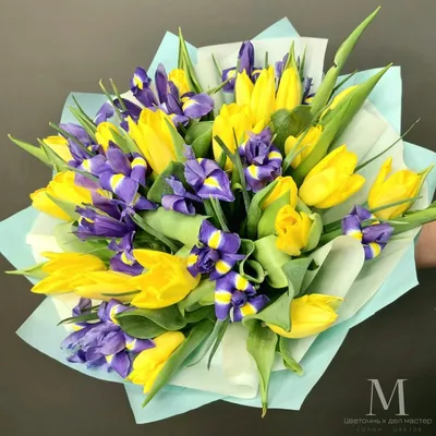 Желтые тюльпаны в стильной упаковке, артикул: 333045185, с доставкой в  город Москва (внутри МКАД)