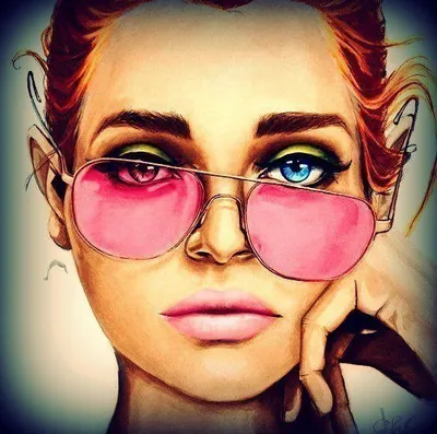 Картинка с девушкой в розовых очках #картинки#рисунок#девушка#очки#врозовыхочках  | Искусство ван гога, Портрет, Женская живопись
