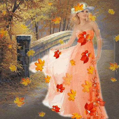девушка осень гиф | Женщина, Осень, Осенние картинки
