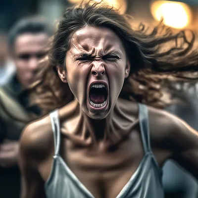 Женщина в сильном гневе, кричит Стоковое Фото - изображение насчитывающей  хохот, пепельнообразные: 163808490