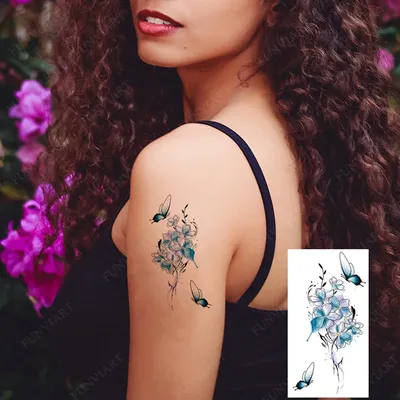 Тату-наклейки для рук с цветами, бабочками, водостойкие Временные татуировки,  женские татуировки с надписью «рыба», искусственная татуировка, боди-арт,  тату для девочек | AliExpress