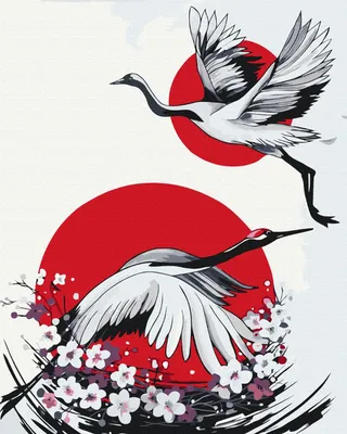 Картина по номерам Японський журавель © Yana Biluhina