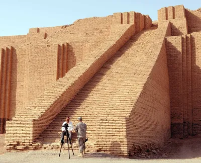 Photo of a sunny day at a mesopotamian ziggurat on Craiyon