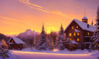 Зима - Snow village HD LIve Video Wallpaper - обои живые