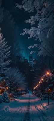 Картинки город, зима, парк, вечер, фонари, красиво - обои 1366x768,  картинка №121800