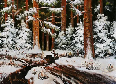 Купить Картина «Зима в Лесу» холст 40 x 30 см