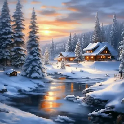 Ночной пейзаж зимней природы, в …» — создано в Шедевруме