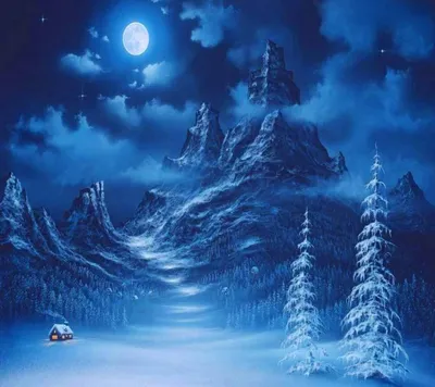 Зимняя ночь фон - 63 фото