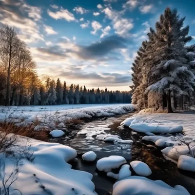 Зимняя природа очень красивая, , …» — создано в Шедевруме