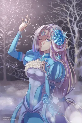 Иллюстрация Зимняя иллюстрация с аниме-девушкой в стиле 2d,