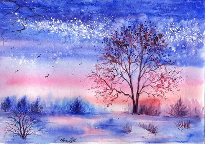 Смотреть ✓ Красивые рисунки зимы для срисовки