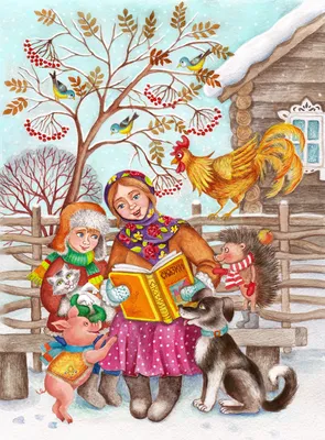 Иллюстрация зимние сказки в стиле декоративный | Illustrators.ru