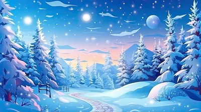 Рождественский зимний фон с большим количеством нетронутого снега | Премиум  Фото