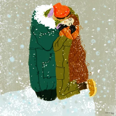 Иллюстрация Зимний поцелуй в стиле 2d, cg, графика |