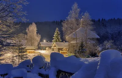 Зимний вечер в деревне (27 фото) - 27 фото
