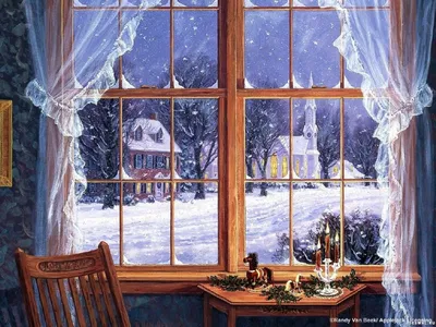Зимний вид за окном: новогодние обои, картинки, фото 1600x1200