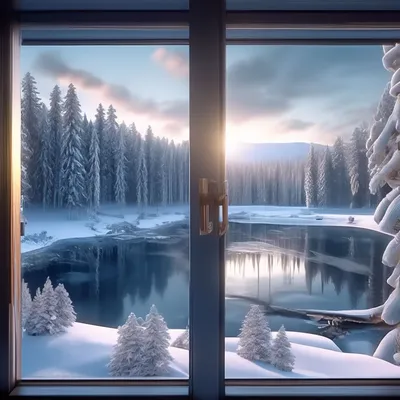 Уютный зимний вечер | Вид из окна, Окно, Открытое окно