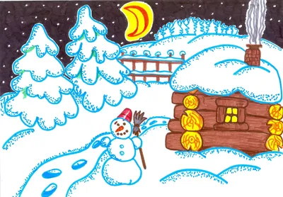 Рисунок зима зимушка карандашом - 69 фото