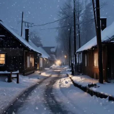 Село СССР зима, ночь, обильный …» — создано в Шедевруме
