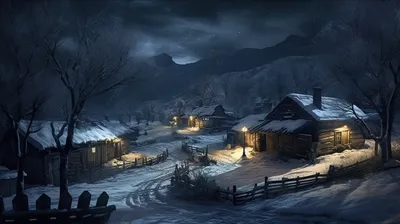 темный город в начале зимнего сезона, картина зимней ночи, зима, ночь фон  картинки и Фото для бесплатной загрузки