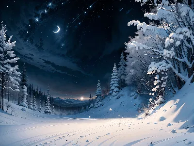 Зима ночь - фото и картинки: 63 штук