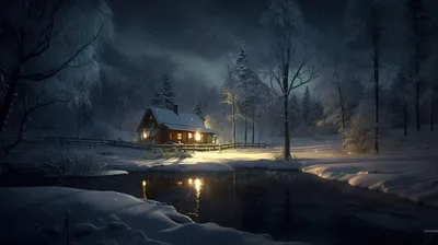 Снежный ночной город - Зима - Фото галерея - Галерейка