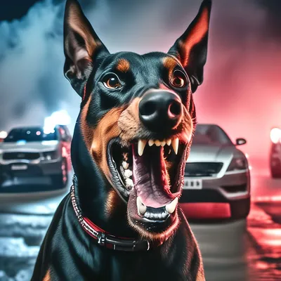 Angry doberman dog, isolated on transparent background. Doberman dog  portrait. Post-processed generative AI Stock Illustration | Adobe Stock