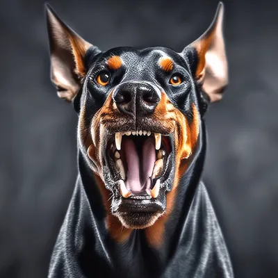 Ai generated studio portrait of bold angry doberman dog in suit shirt and  tie wearing sunglasses 24815828 Stock Photo at Vecteezy