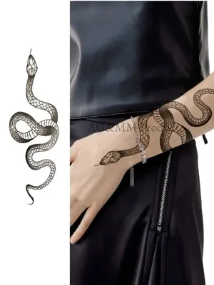 Временной переводное тату \"Змея\", размер 21х9 см- купить по выгодной цене в  интернет-магазине OZON (262841001)