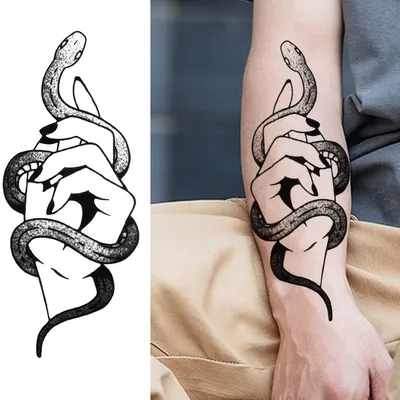 Временные тату-наклейки «Черная Змея» на руку, наклейки с имитацией черепа  смерти, огнестрельное оружие, татуировки для вечеринки, клуба, водостойкие  татуировки с цветами для взрослых | AliExpress