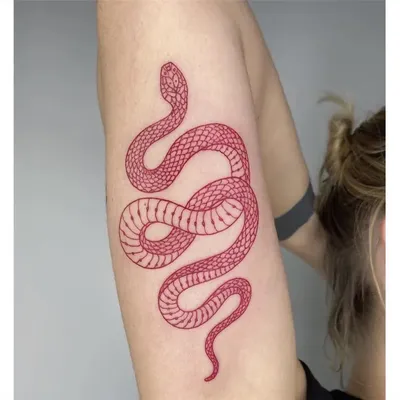 Водостойкие временные тату-наклейки в виде Красной змеи большого размера  для женщин, наклейки на талию, искусственная татуировка | AliExpress