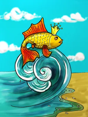 Рисунок золотая рыбка пушкин - 75 фото