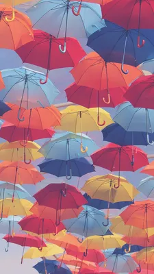красочные зонтики висят на улице возле деревьев, красочный зонтик, Hd  фотография фото, зонтик фон картинки и Фото для бесплатной загрузки