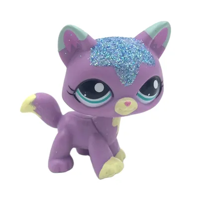 LPS редкая кошка, маленькие животные, маленький зоомагазин, игрушки с  блеском #2386, блестящие фиолетовые кошачьи кошечки, синие глаза, настоящие  аниме-фигурки, игрушки | AliExpress