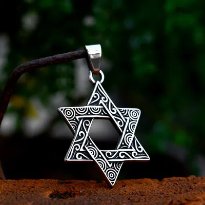 Оригинальная Звезда Давида с каменем опал и цепочкой из серебра 925, Израиль