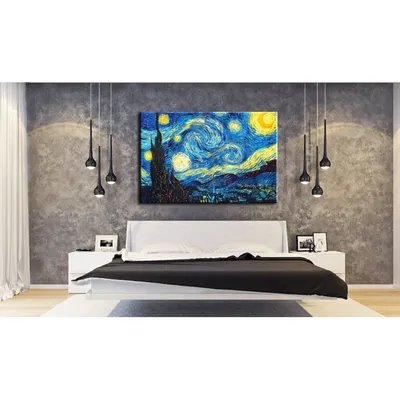 Фотообои на заказ с изображением звездной ночи Ван Гога, картина маслом,  настенная бумажная фотобумага для гостиной, спальни, фоновая бумажная 3d  обои | AliExpress