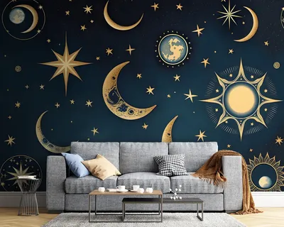 Звёздное небо и луна. Stock Photo | Adobe Stock
