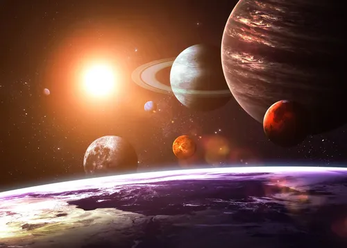 Планеты Обои на телефон планеты в космосе с сияющим солнцем