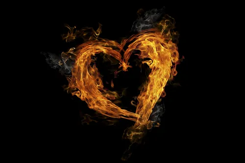 Сердце Обои на телефон огонь с пламенем
