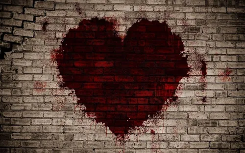 Сердце Обои на телефон красное сердце, нарисованное на кирпичной стене