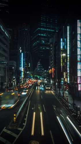 Япония Обои на телефон городская улица ночью