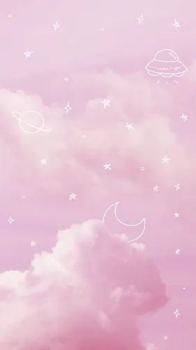 Пастельные Обои на телефон розовый фон с белыми звездами на фоне озера Ретба