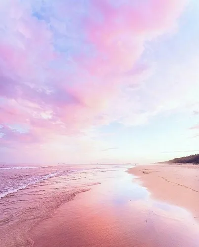 Пастельные Обои на телефон песчаный пляж с розовым небом