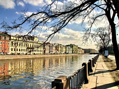 Санкт Петербург Обои на телефон река со зданиями вдоль нее