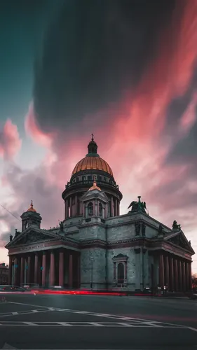 Санкт Петербург Обои на телефон большое здание с куполом и радугой в небе