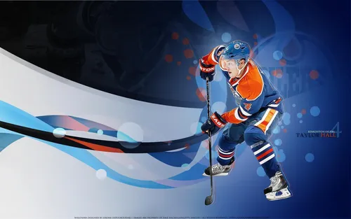 Тейлор Холл, Хоккей Обои на телефон человек в сине-оранжевом костюме с хоккейной клюшкой