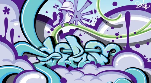 Модный Крутой Обои на телефон мультфильм с фиолетово-синим мультипликационным персонажем